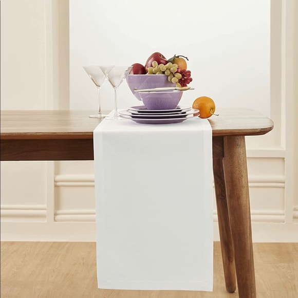 Solino Home Cotton Linen Table Runner – 14 x 108 Inch, White Table Runner - Picture 12 of 14